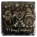 Schiefer Untersetzer 10 x 10 cm "MERRY CHRISTMAS Schnee"